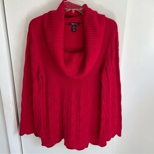Cowl Neck Pullover Tunic Sweater with Flaired Sleeves